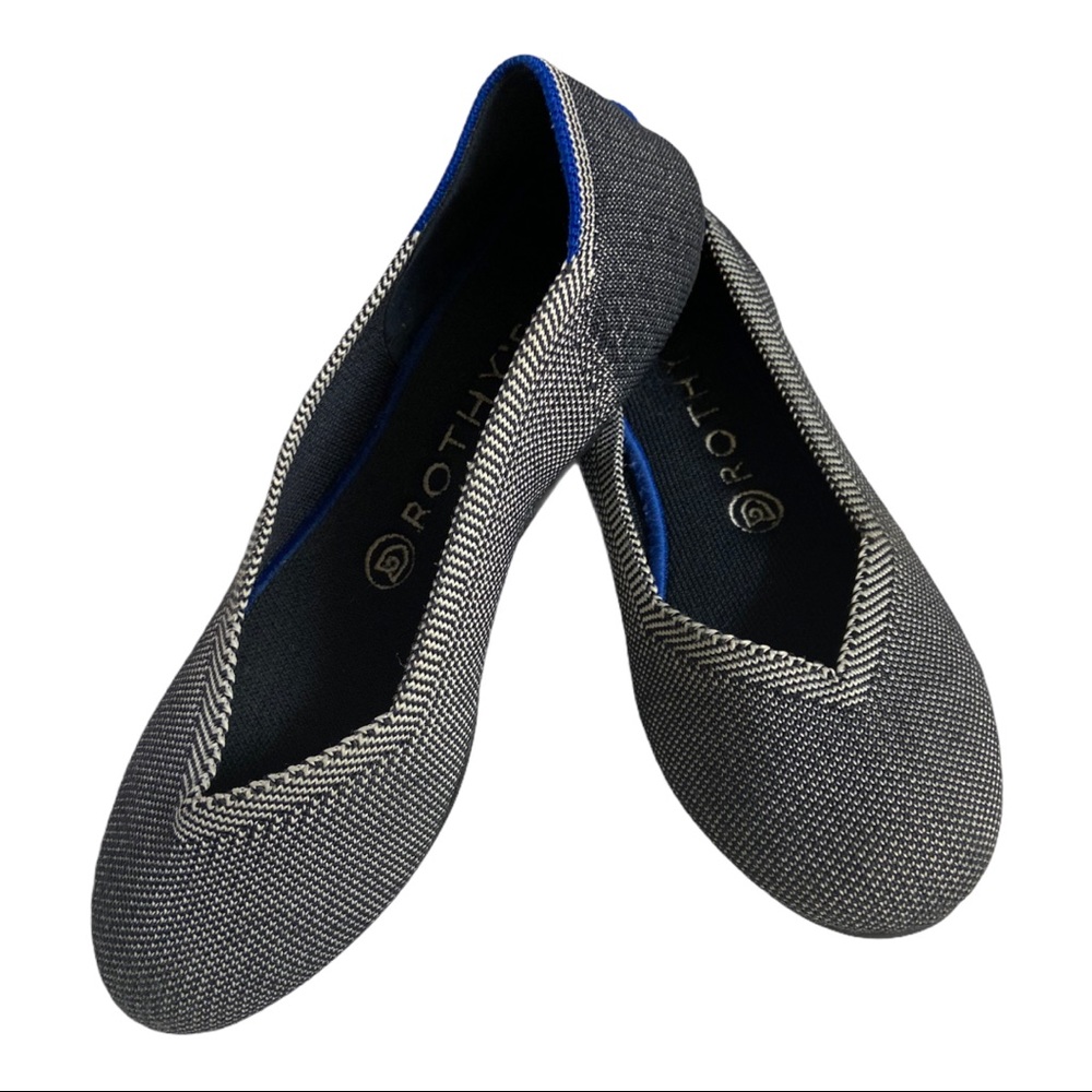 ROTHY'S 7.5 Grey Birdseye Round Toe Flats